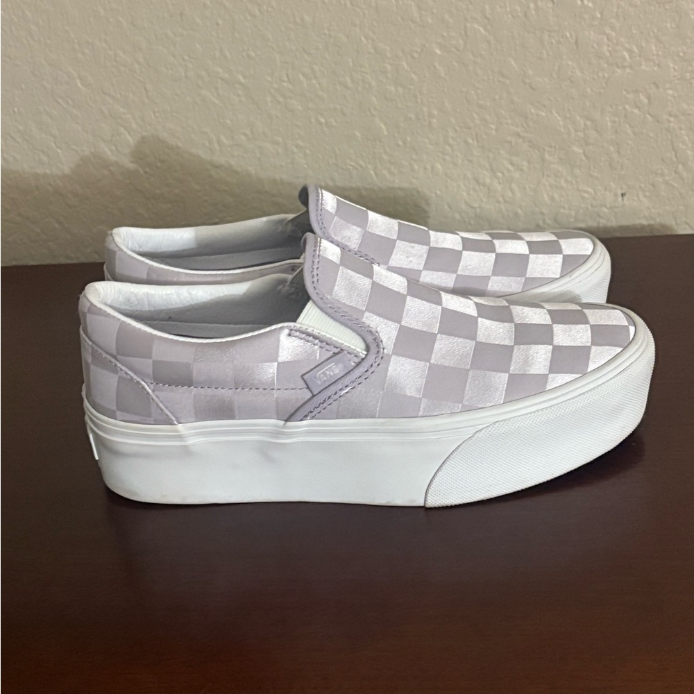 Lilac stackform Vans checkboard